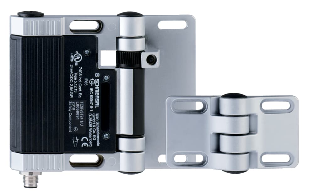 Schmersal TESF/ST24.1/180 TESF/ST24.1/180 Schmersal - Safety switch for hinged guards; Hinge safety switch; 1 cable entries M 16 x 1.5; with fixed switching angle; 1 connector M12, 8-pole; Metal enclosure; Good resistance to oil and petroleum spirit; For left or right hinged doors; 141 mm x 115 mm x 21,5 mm; TESF/ST24.1/180 on Advantage Electric Supply