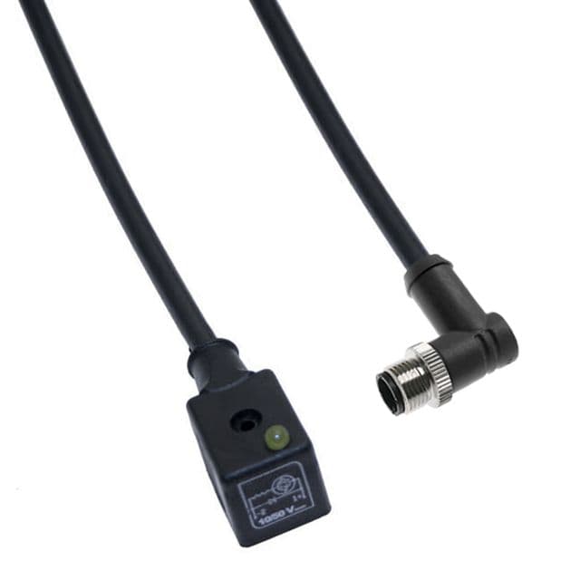 Mencom VDG-520-3502 Solenoid Valve Connectors, Cordset, 3 Pole, ISB 11mm, with 5 Pole M12 Male Right Angle, 5 Meters, 24V, 4A, LED w/MOV VDG-520-3502 on Advantage Electric Supply