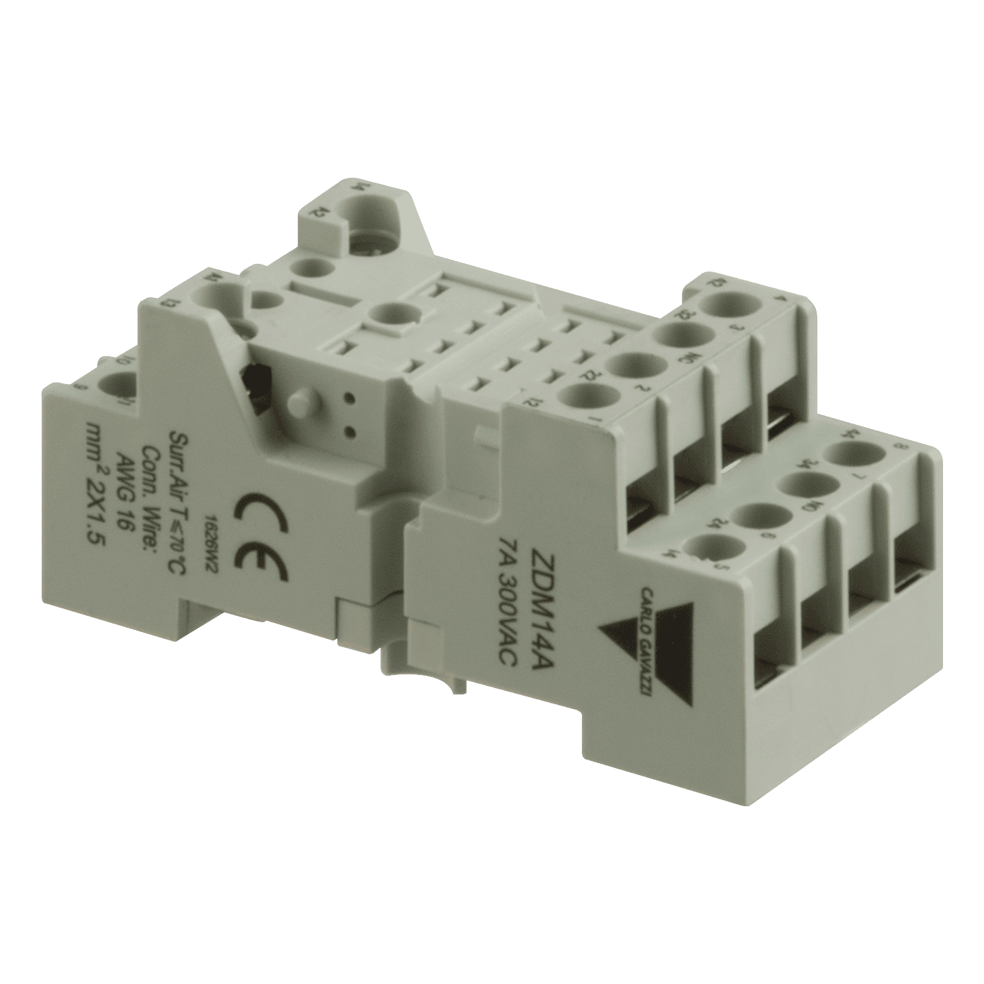 Carlo Gavazzi ZDM14A Sockets for RMIA industrial Electromechanical Relays, 14 poles, 4SPDT (4 Change Over contacts), 10A, Screw terminals ZDM14A on Advantage Electric Supply