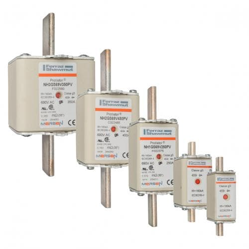 Mersen V322363 V322363 Mersen - Square Body High-Speed Fuse Protistor® NH Size 0 gS 690VAC IEC 700VAC UL 100A With Double indicator Plain Blades V322363 on Advantage Electric Supply