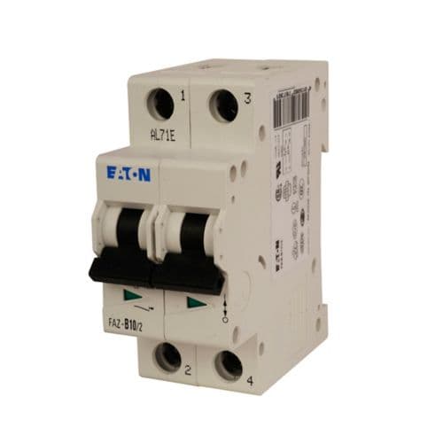 Eaton FAZ-D15/2-RT-L Miniature circuit breaker, 2 pole, 15 A, D trip curve, 240 VAC, ring-tongue terminals, UL489 FAZ-D15/2-RT-L on Advantage Electric Supply