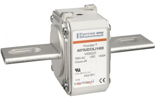 Mersen V300237 V300237 Mersen - Square Body High-Speed Fuse Protistor® Size 33 aR 690VAC IEC 700VAC UL 1400A With Striker Slotted Blades long V300237 on Advantage Electric Supply