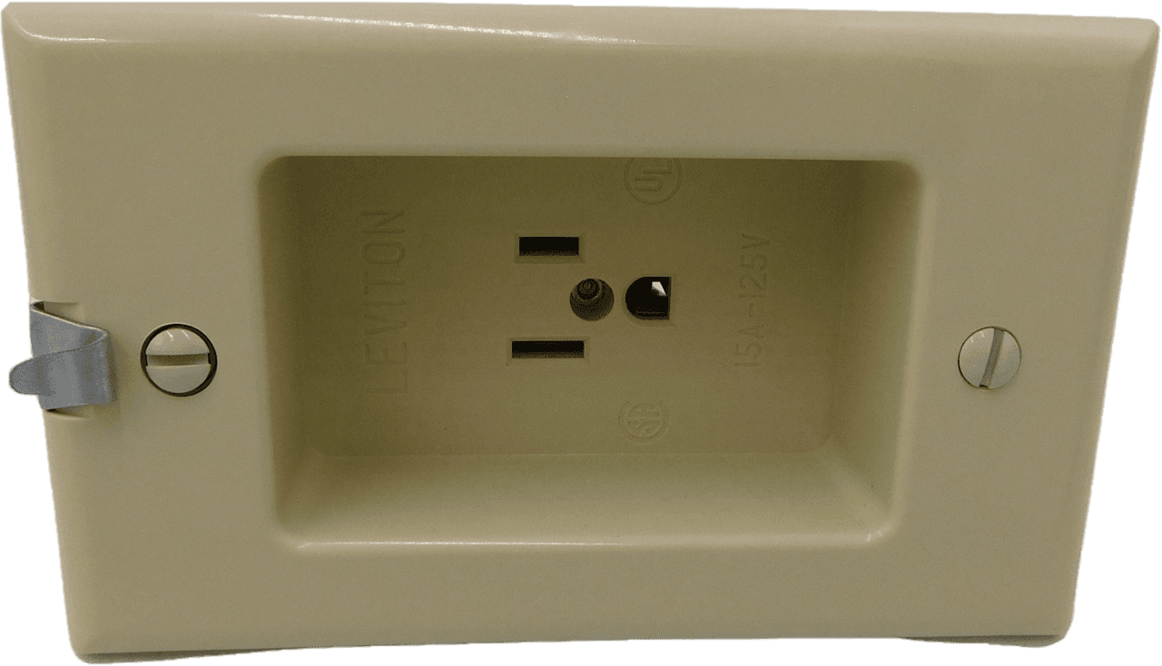 Leviton 688-I 125 V, 15 A, 2-Pole, 3-Wire, NEMA 5-15R, Ivory, Thermoplastic, Grounding, Square Recessed 688-I on Advantage Electric Supply