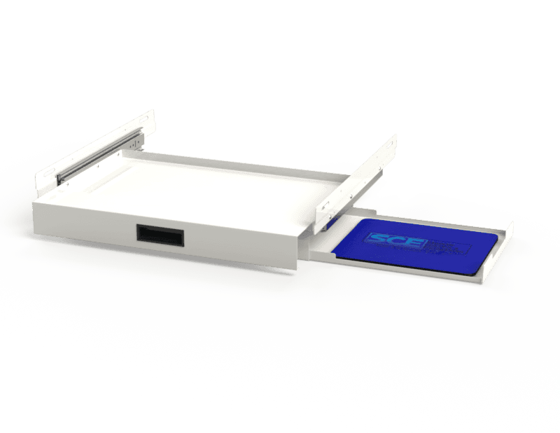 Saginaw Control SCE-KBS Drawer, Pullout Keyboard, Height:2.50", Width:20.44", Depth:14.33", Powder coated white SCE-KBS on Advantage Electric Supply