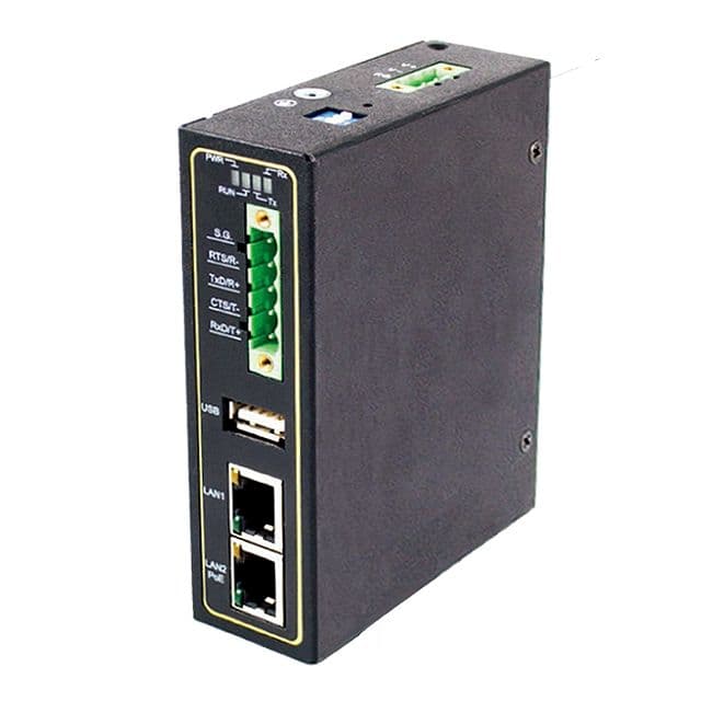 Mencom E45SS-TB5-2-RJ45-POE 1-Port Industrial Serial Device Server, RS-232/422/485, Terminal Block, PoE, USB Type A, Metal Housing E45SS-TB5-2-RJ45-POE on Advantage Electric Supply