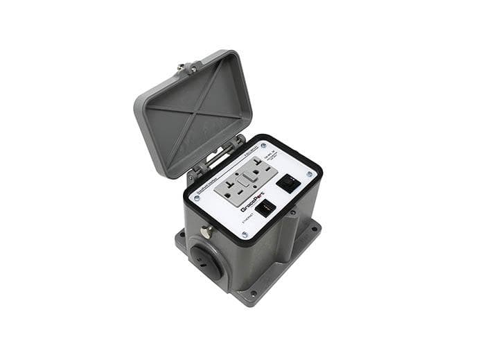 GRACE Engineered Products P-R2-L3RF3-F2 Panel Interface Connector with Category 5e RJ45; Surface Mount Housing; UL Type 4; Standard GFCI Duplex Outlet; 3 Amp Circuit Breaker P-R2-L3RF3-F2 on Advantage Electric Supply