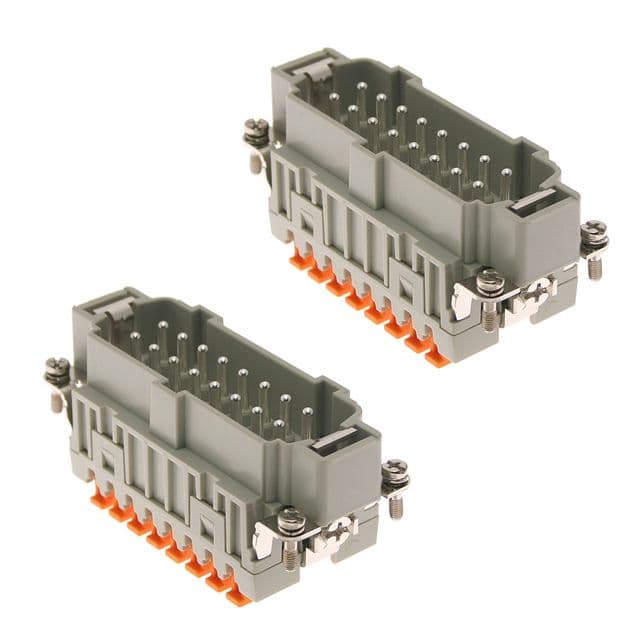 Mencom CSHM-16-16N Standard, CSH series, Kitted, Male Rectangular Inserts, size 77.27, 16 pin, 16 amp, Squich Spring CSHM-16-16N on Advantage Electric Supply