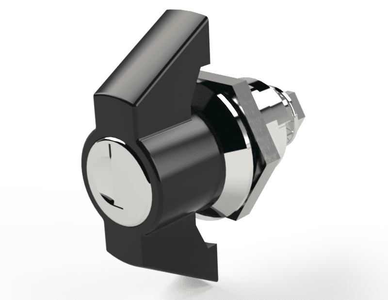 Saginaw Control SCE-KLWNB Keylocking Wingknob Door Latch (Black), Height:1.33", Width:1.10", Depth:1.10",  SCE-KLWNB on Advantage Electric Supply