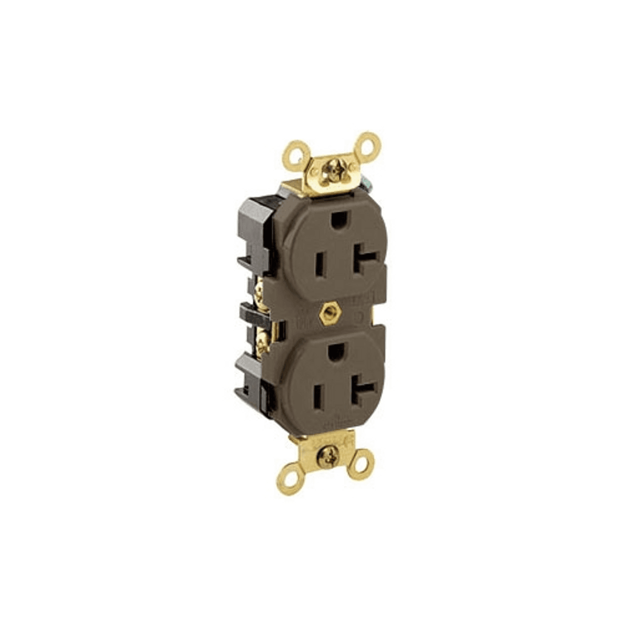 Leviton 5362 125 VAC, 20 A, 2-Pole, 3-Wire, 5-20R, Tamper Resistant, Brown, Thermoplastic Nylon Body/Face, Back/Side Wiring, Industrial Grade, Isolated Self-Grounding, Duplex, Smooth Face, Extra Heavy Duty, Straight Blade Duplex Receptacle Outlet 5362 on Advantage Electric Supply