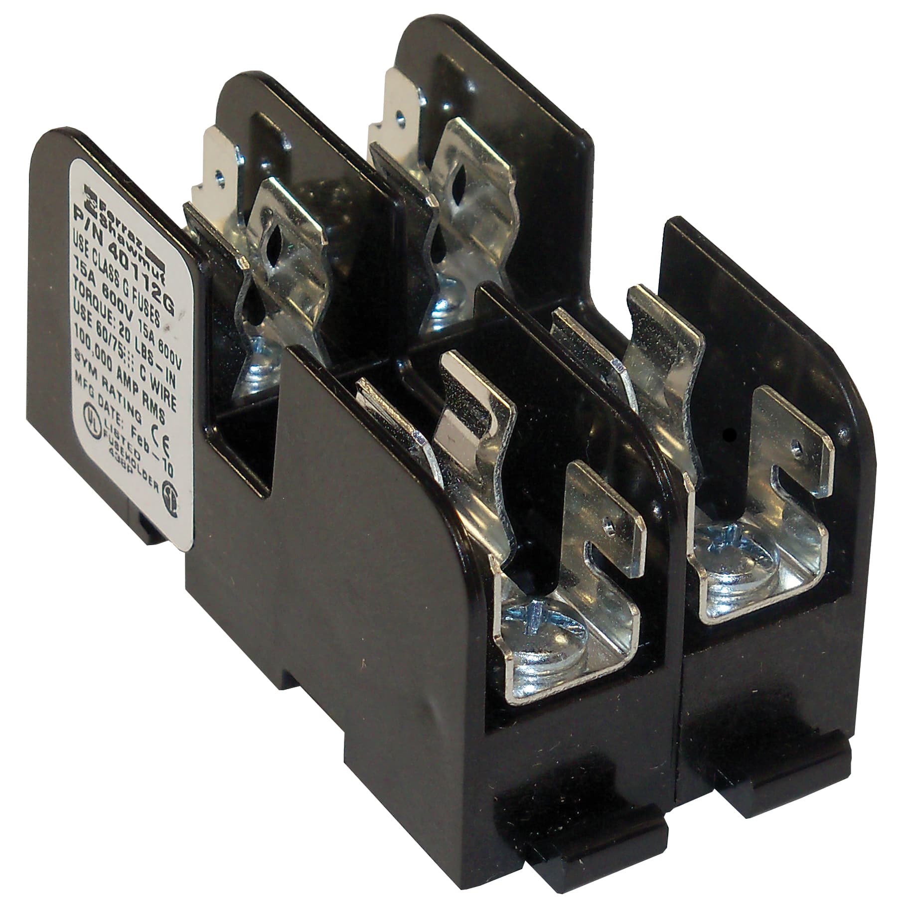 Mersen 40112G 40112G Mersen - Fuse Block 600VAC 600VDC Class G 15A 2-Pole Screw with Reinforced Clip 40112G on Advantage Electric Supply