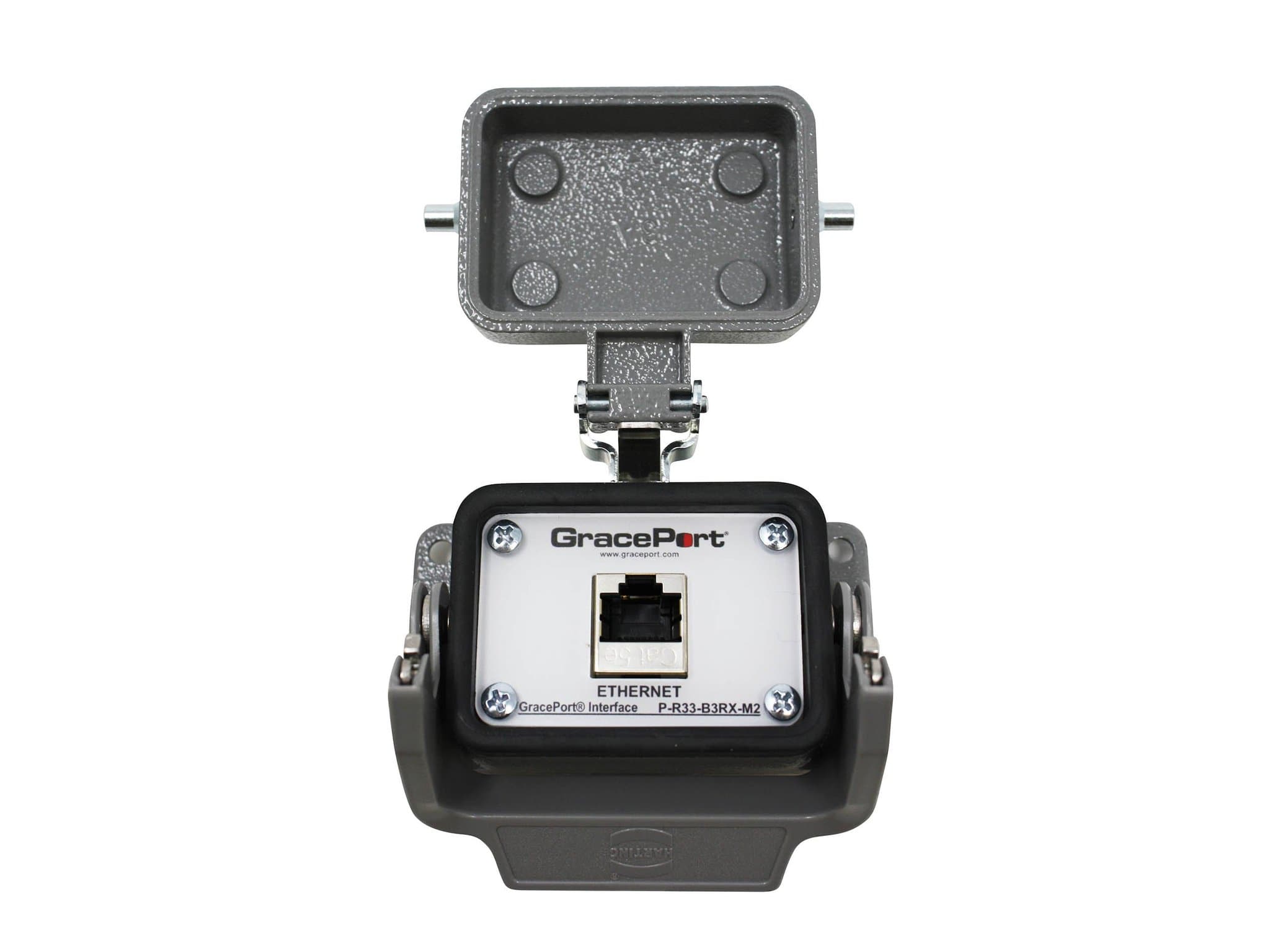 GRACE Engineered Products P-R33-B3RX-M2 Panel Interface Connector with Category 5e Shielded RJ45; Panel Mount Housing and Metal Cover; No outlet/power option P-R33-B3RX-M2 on Advantage Electric Supply