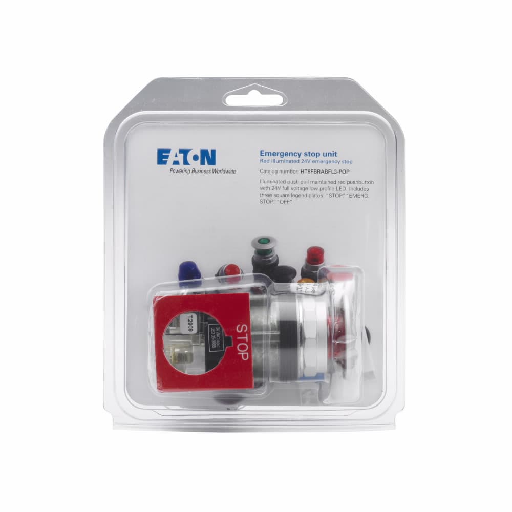 Eaton HT8FBRD1DFL3 Eaton 30.5 mm Watertight/Oiltight Push-Pull Units,low profile light units,Standard Actuator,Red,2NCLB,Illuminated,Red,LED, full voltage,24 Vac/Vdc Light Unit,Two-position,Maintained push, maintained pull,HT800 Series HT8FBRD1DFL3 on Advantage Electric Supply