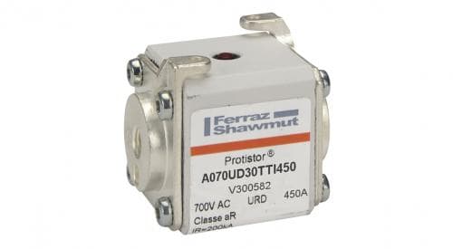 Mersen V300582 V300582 Mersen - Square Body High-Speed Fuse Protistor® Size 30 aR 690VAC IEC 700VAC UL 450A With Striker Flush ends UNC threads V300582 on Advantage Electric Supply