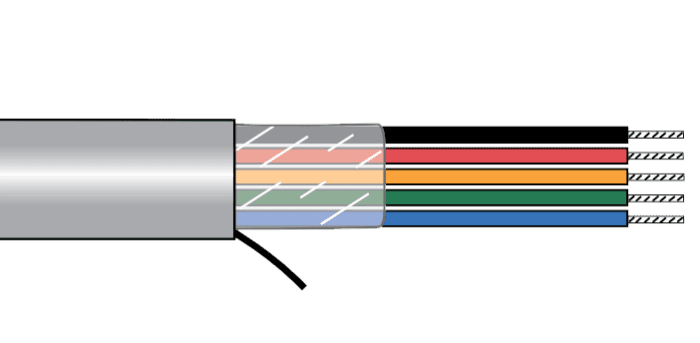 Alpha Wire 78404 SL005 Alpha EcoCable® Mini Unshielded Multiconductor Cable - 22 AWG 20 Conductor - Slate - 300V - 100 ft 78404 SL005 on Advantage Electric Supply