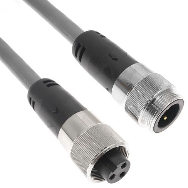 Mencom PMIN-44MFP-3M MIN Power Distribution Series, Cordset, 4 Pole, Male Straight / Female Straight, 3M, 14Awg, 20A, Gray, PVC PMIN-44MFP-3M on Advantage Electric Supply