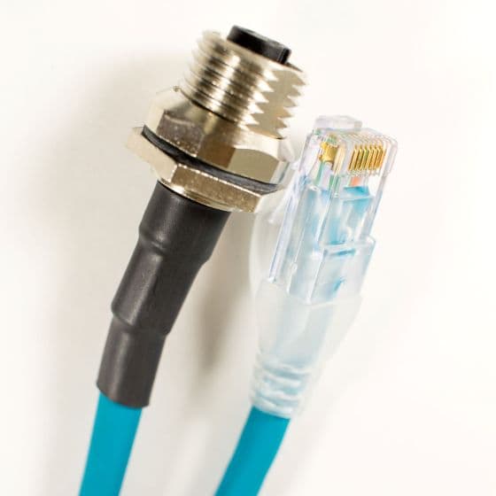 Alpha Wire QR04AC117 TL401 OBSOLETE - Alpha Connect Ethernet Cordset - RJ45 Male to M12 Receptacle - 24AWG 2 Poles - QR04AC117 - Teal - 20M (65.6ft) QR04AC117 TL401 on Advantage Electric Supply