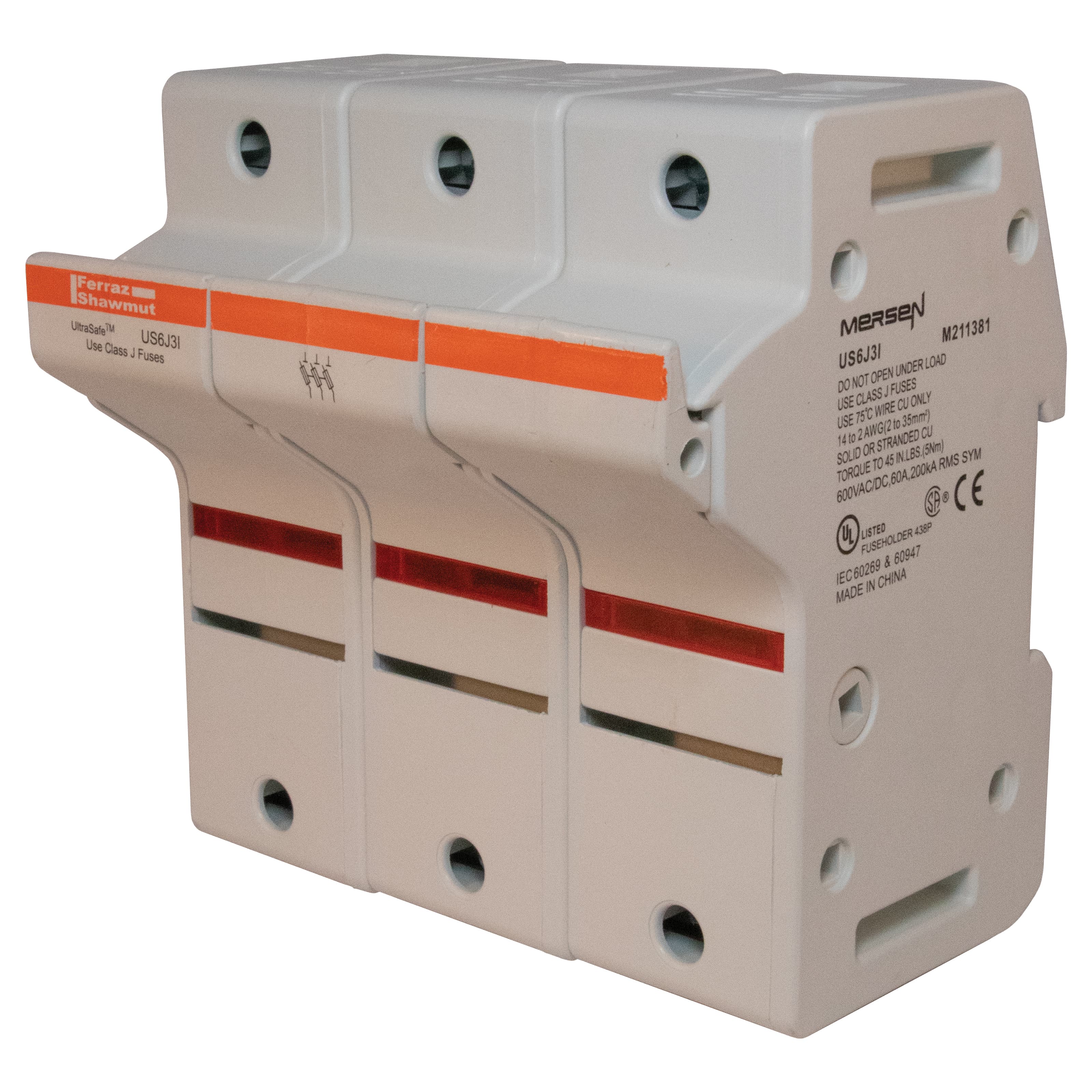 Mersen US6J3I US6J3I Mersen - Fuse Holder UltraSafe™ 600VAC 600VDC Class J 60A 3-Pole LED Pressure Plate IP65 US6J3I on Advantage Electric Supply