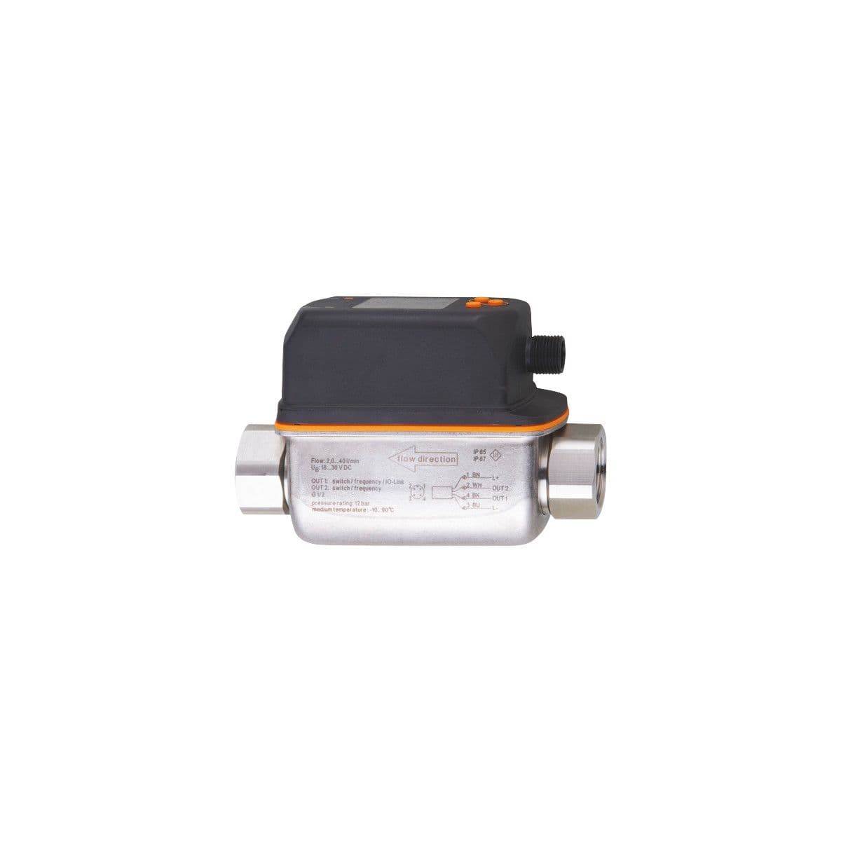 ifm Electronic SV5200 Vortex flowmeters with display, Type SV, Reliable detection of flow and medium temperature, Number of inputs and outputs: Number of digital outputs: 2, Measuring range: 2...40 l/min 0.12...2.4 m³/h, Process connection: threaded connection G 1/2 DN10, Syst SV5200 on Advantage Electric Supply