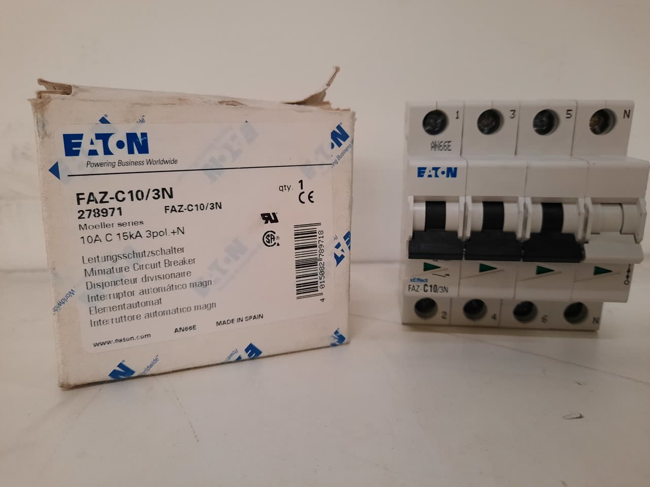 Eaton FAZ-C10/3N Eaton FAZ supplementary protector,UL 1077 Industrial miniature circuit breaker - supplementary protector,Medium levels of inrush current are expected,10 A,15 kAIC,Three-pole + neutral,5-10X /n,50-60 Hz,Standard terminals,C Curve FAZ-C10/3N on Advantage Electric Supply