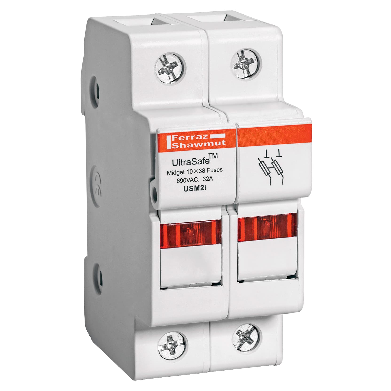 Mersen USM2I USM2I Mersen - Fuse Holder UltraSafe™ 600VAC 600VDC Midget 30A 2-Pole LED Pressure Plate IP65 USM2I on Advantage Electric Supply