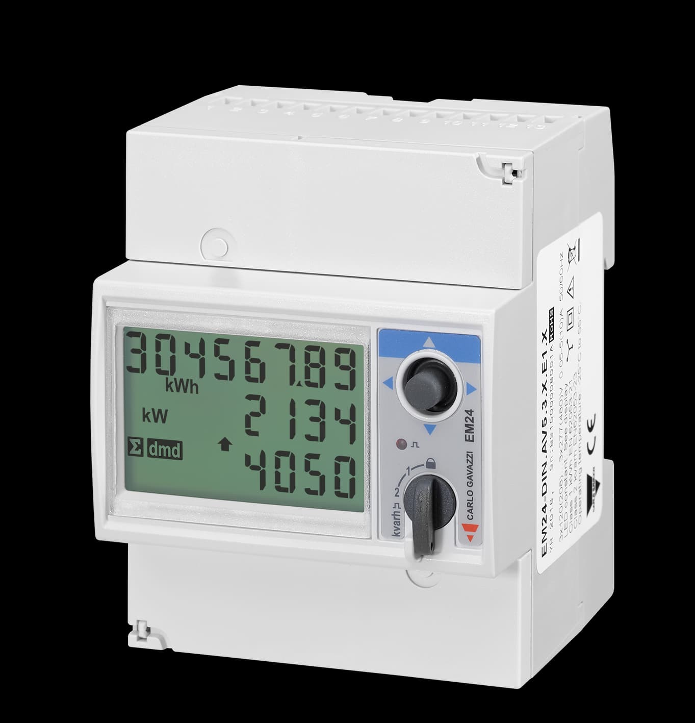 Carlo Gavazzi EM24DINAV53XE1PFB Three-phase MID Energy analyzer, 230 V L-L 400 V L-L, 5 (10) A, Modbus TCP/IP (Ethernet) EM24DINAV53XE1PFB on Advantage Electric Supply