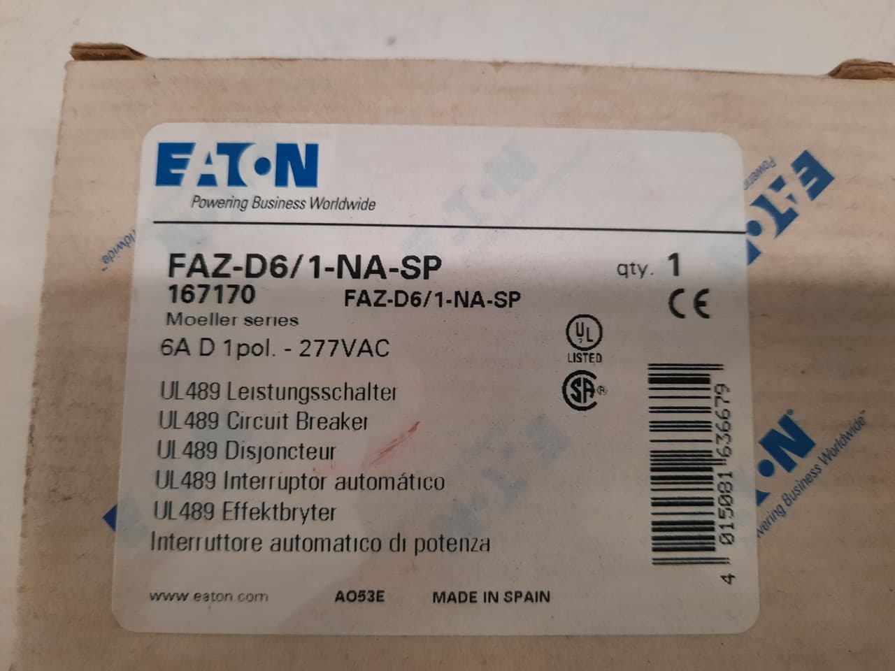 FAZ-D6/1-NA-SP on Advantage Electric Supply