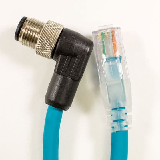 Alpha Wire DW04QR117 TL400 OBSOLETE - Alpha Connect Ethernet Cordset - M12 Male 90 Deg to RJ45 Male - 24AWG 2 Poles - DW04QR117 - Teal - 15M (49.2ft) DW04QR117 TL400 on Advantage Electric Supply