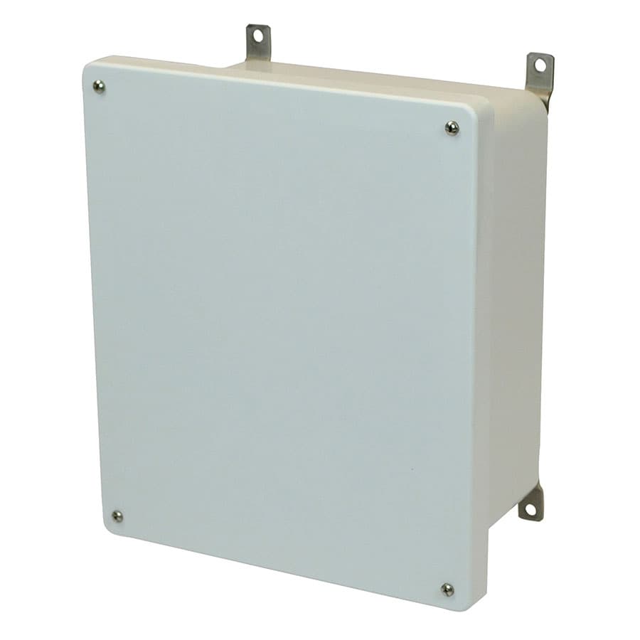 Allied Moulded Products AM1426 14"x12"x6" AM Series fiberglass wall mount enclosure assembly with 4-screw lift-off cover AM1426 on Advantage Electric Supply