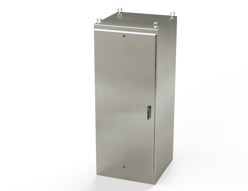 Saginaw Control SCE-90EL3636SSFS S.S. EL FS Enclosure, Height:90.00", Width:36.00", Depth:36.00", #4 brushed finish on all exterior surfaces. Optional sub-panels are powder coated white. SCE-90EL3636SSFS on Advantage Electric Supply