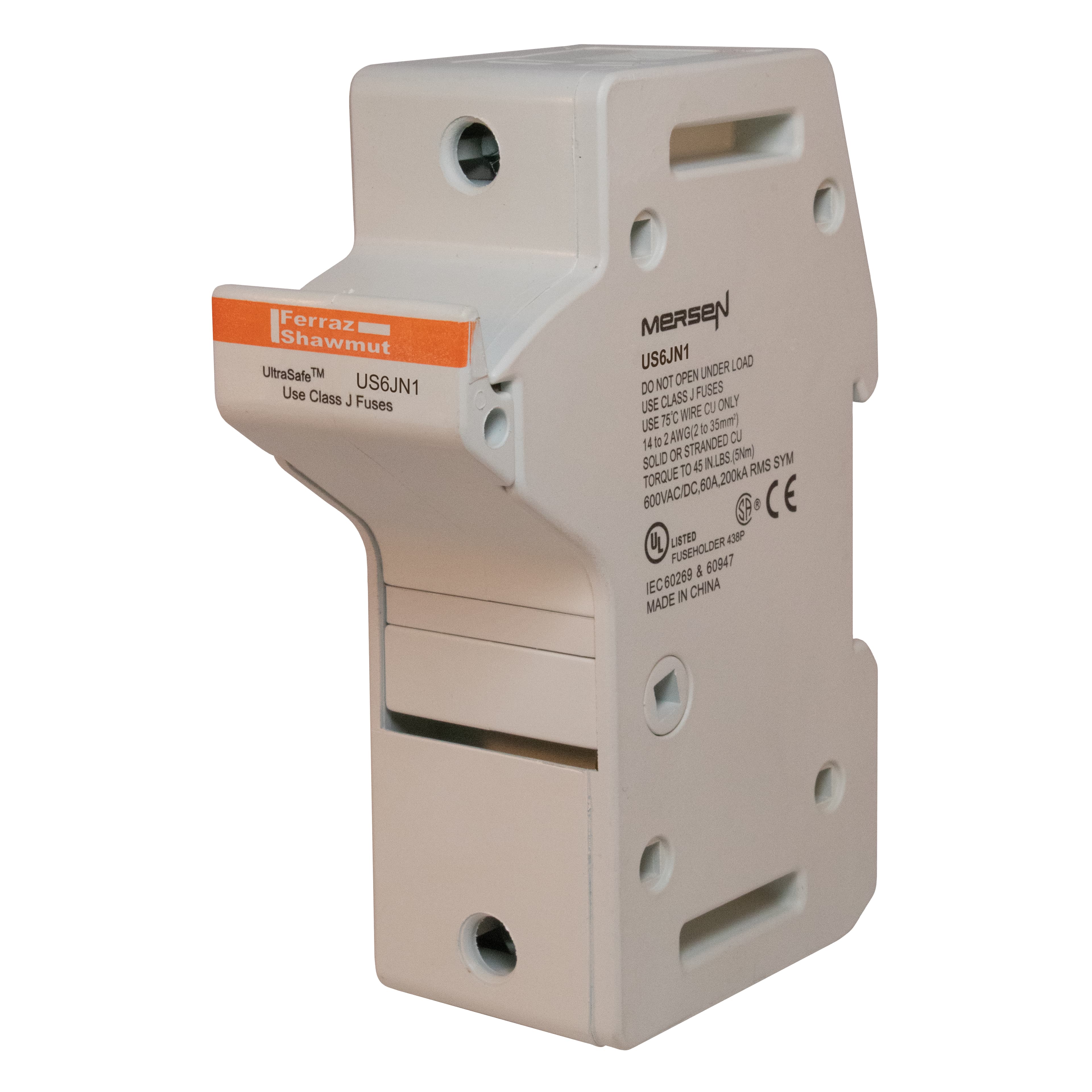 Mersen US6JN US6JN Mersen - Fuse Holder UltraSafe™ 600VAC 600VDC Class J 60A N Pressure Plate IP65 US6JN on Advantage Electric Supply