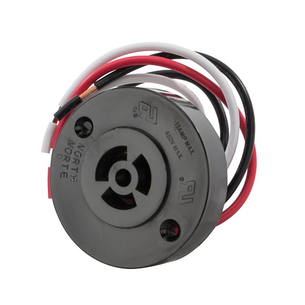 NSI Industries 2223 TurnLock Receptacle with Gasket, 120-480V, 15A Max, 12" Leads, 14 Ga Wire 2223 on Advantage Electric Supply