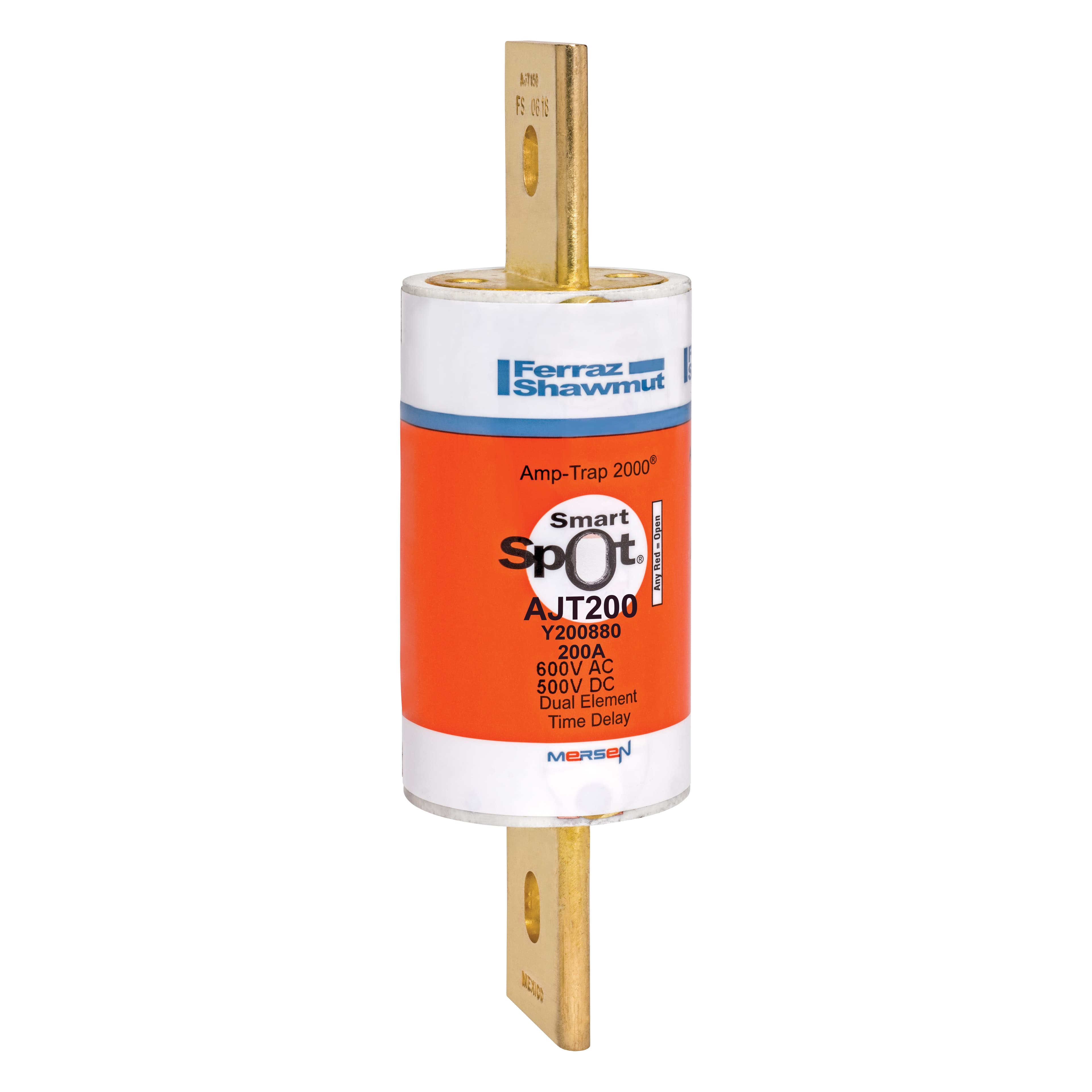 Mersen AJT200 AJT200 Mersen - Fuse AJT - Class J - Time-delay 600VAC 500VDC 200A Blade SmartSpot® Amp-Trap 2000® AJT200 on Advantage Electric Supply