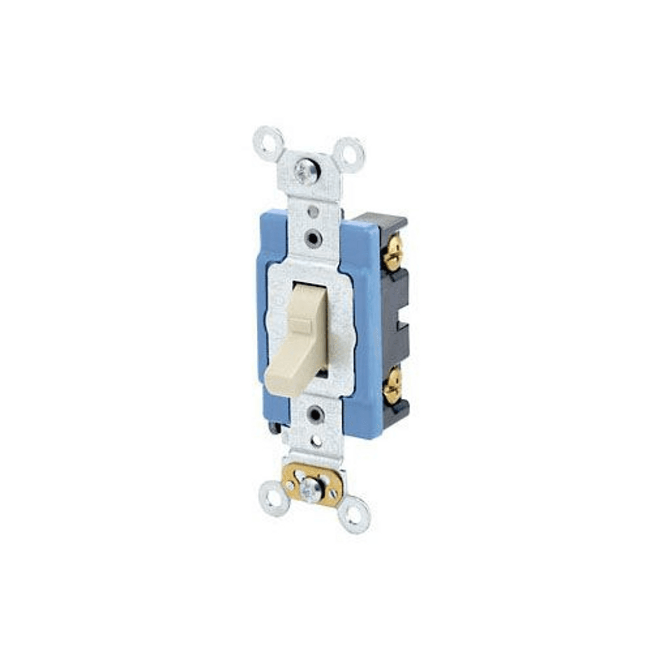 Leviton 1201-LHI Toggle Switch, Single Pole, AC Quiet, Self-Grounding, Brown, Back Side Wired 1201-LHI on Advantage Electric Supply