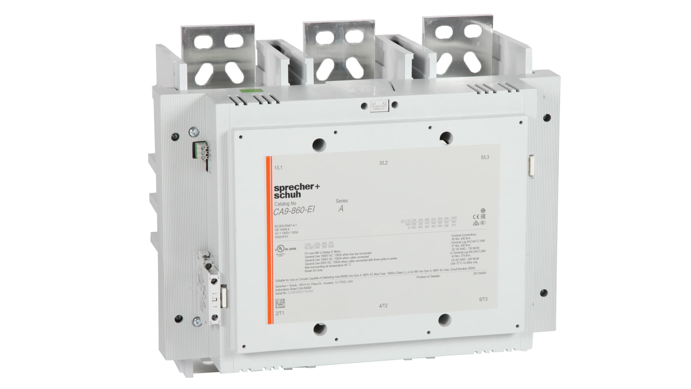 Sprecher + Schuh CA9-860-EI-11-120W Sprecher + Schuh CA9-860-EI-11-120W - CA9 Contactor w/PLC Inputs, 860A, 100-250V 50-60 Hz AC/DC, 1NO1NC CA9-860-EI-11-120W on Advantage Electric Supply