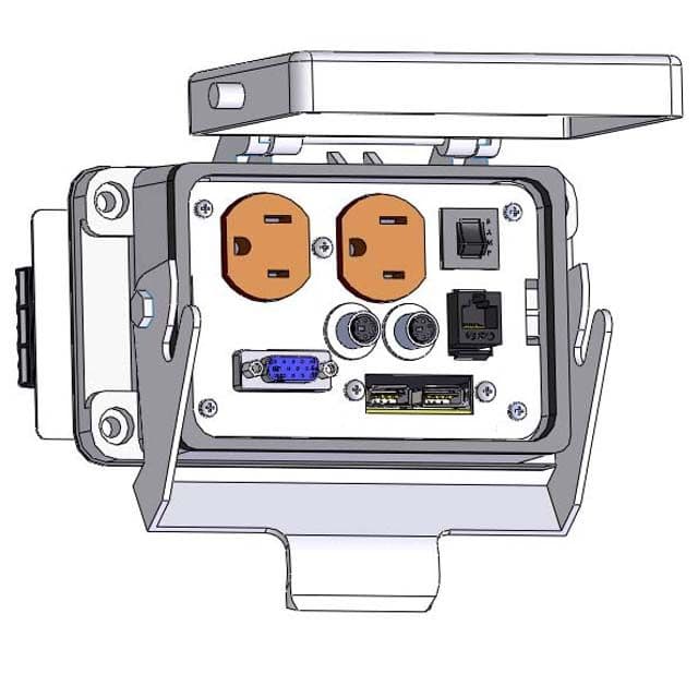 Mencom DP-DDB15-6M2-RJ45-USB-R-48 Panel Interface Connector with Duplex outlet, DDB15, 6M, RJ45, 2 x USB and a 3amp reset, in a 48 housing DP-DDB15-6M2-RJ45-USB-R-48 on Advantage Electric Supply