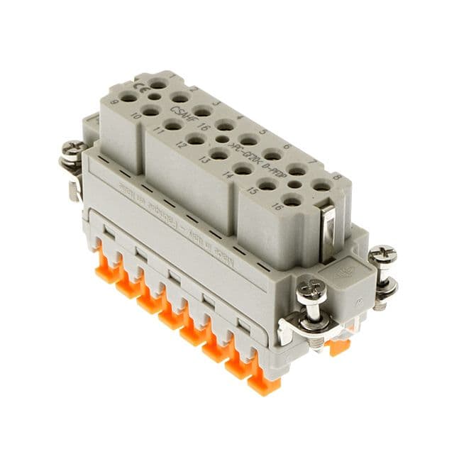 Mencom CSAHF-16 Standard, CSH series, Female Rectangular Insert, size 49.16, 16 pin, 16 amp, Squich Spring CSAHF-16 on Advantage Electric Supply