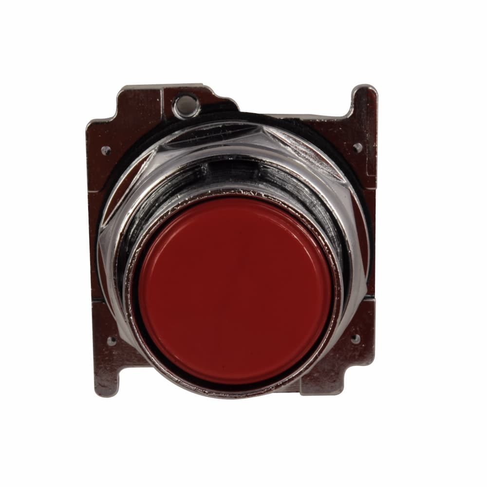 Eaton 10250T102E 10250T, 30.5 mm, Heavy-Duty, NEMA 3, 3R, 4, 4X, 12, 13, Non-illuminated, Momentary, Red actuator, Flush, Chrome bezel, Plastic actuator 10250T102E on Advantage Electric Supply
