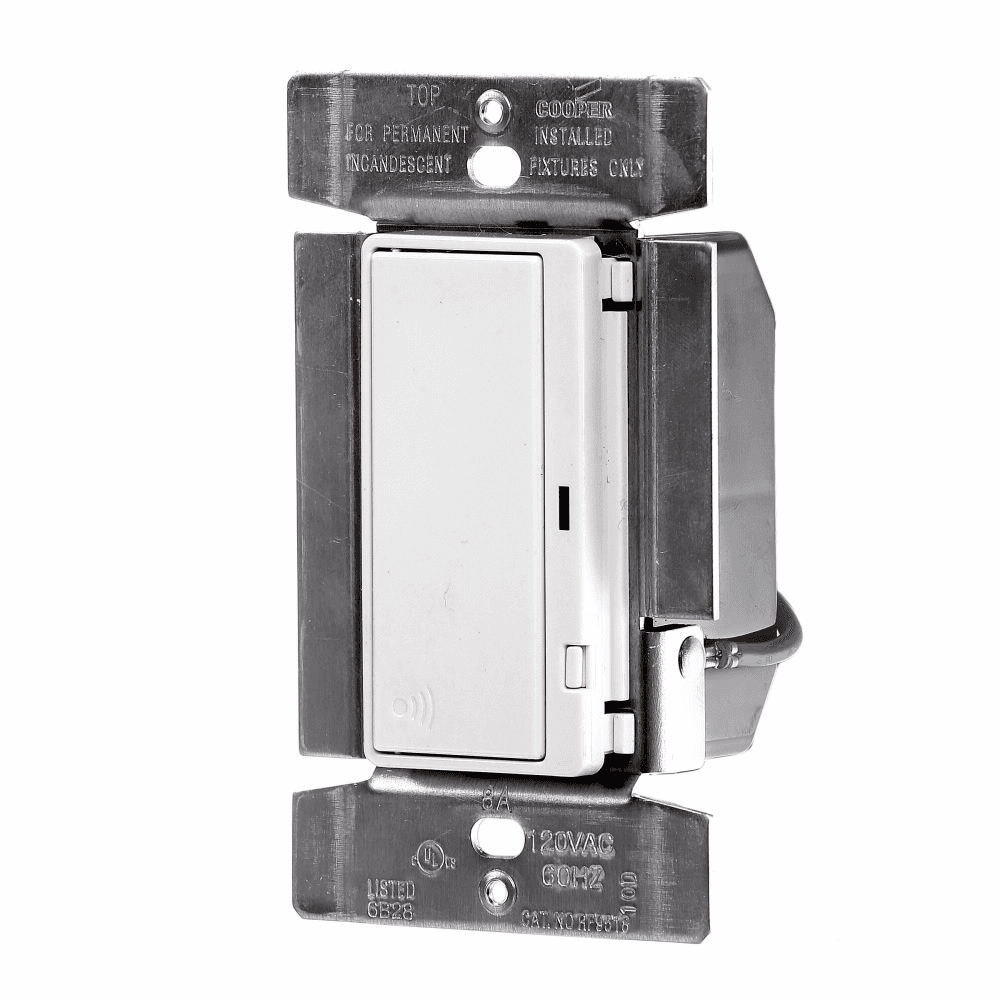 Eaton RF9518AW RF9518AW Eaton - Eaton Z-Wave designer switch, Power Failure Memory, 8A, 120V, Alpine white, 60 Hz, Incandescent, Single-pole, Three or four-way, Multi-location, 60W minimum load RF9518AW on Advantage Electric Supply