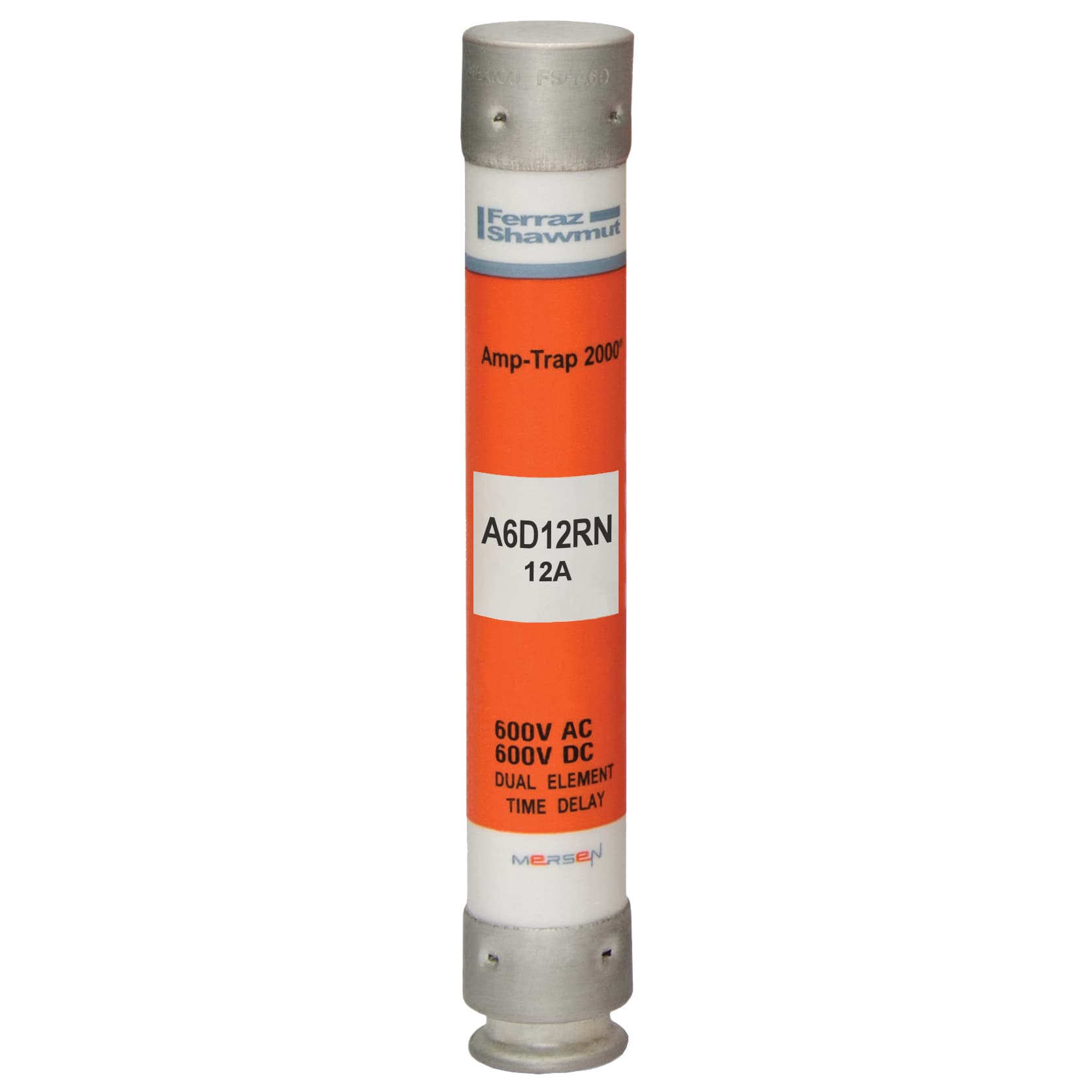 Mersen A6D12RN A6D12RN Mersen - Fuse A6D-R - Class RK1 - Time-Delay 600VAC 600VDC 12A Ferrule Amp-Trap 2000® A6D12RN on Advantage Electric Supply