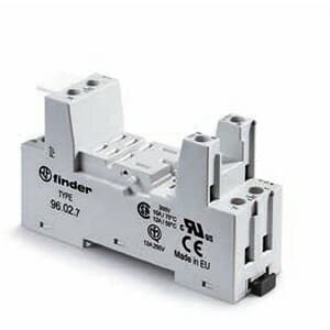 Finder 96.02.7SMA Finder 96.02.7SMA is a socket designed for box-clamp connections, with a rated current of 10A. It features an IP20 speed rating and is suitable for DIN rail mounting. The socket adheres to the EN61984 standard for output voltage (DC) specifications and is presented in white. 96.02.7SMA on Advantage Electric Supply