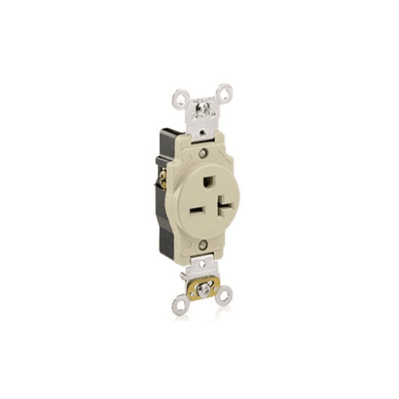 Leviton 5461-I 250 V, 20 A, 2-Pole, 3-Wire, NEMA 6-20R, Ivory, Nylon, Back/Side Wiring, Heavy Duty/Industrial Grade, Self-Grounding, Single 5461-I on Advantage Electric Supply
