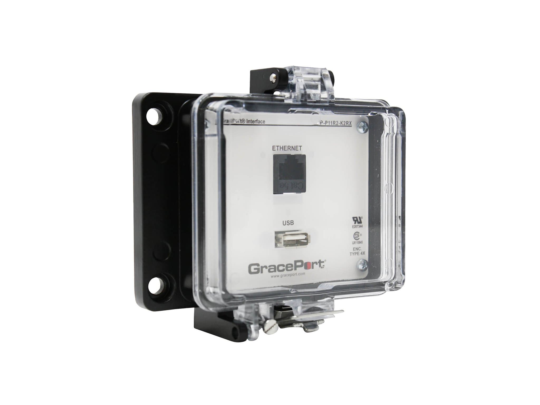 GRACE Engineered Products P-P11R2-K2RX Panel Interface Connector with USB Type A/F to USB Type A/M; Category 5e RJ45; Panel Mount Housing; UL Type 4X; No outlet/power option P-P11R2-K2RX on Advantage Electric Supply