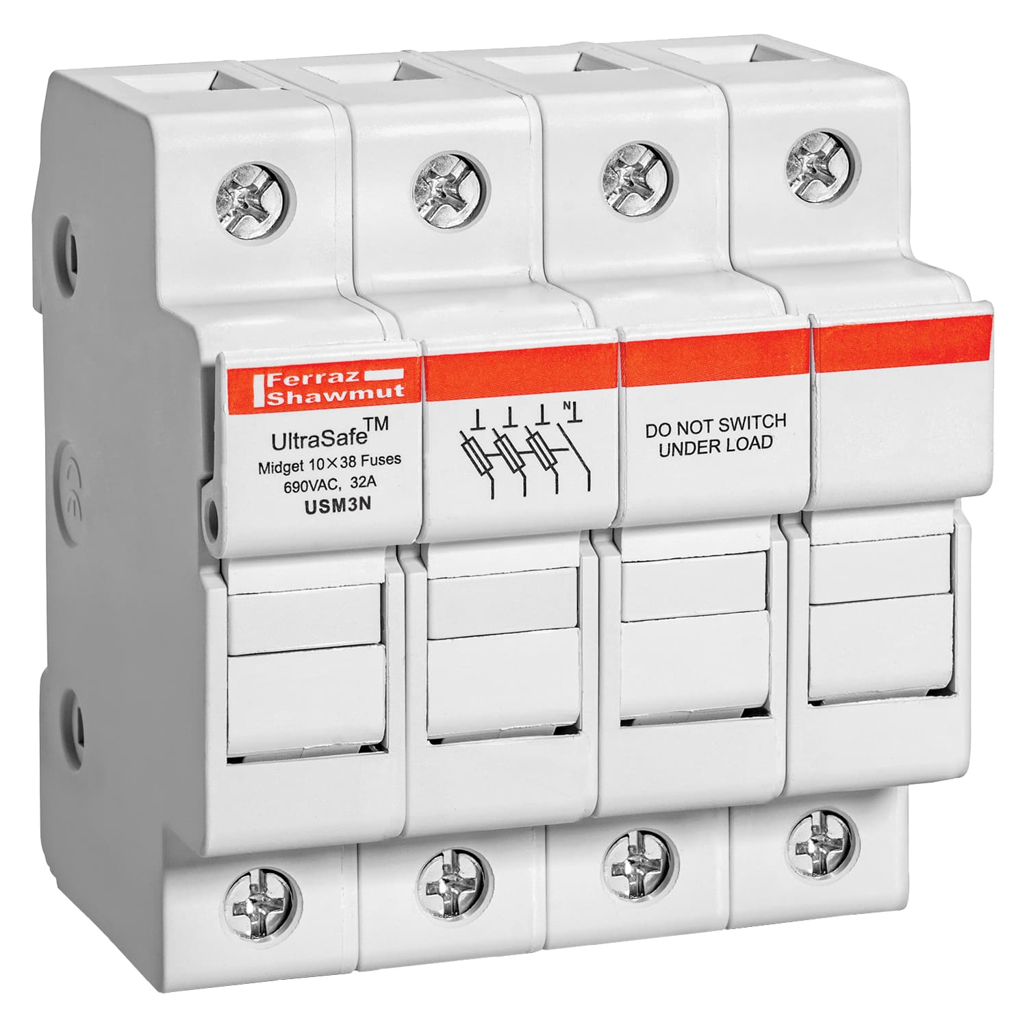 Mersen USM3N USM3N Mersen - Fuse Holder UltraSafe™ 800VAC 1000VDC Midget 30A 3-Pole+N Pressure Plate IP65 USM3N on Advantage Electric Supply