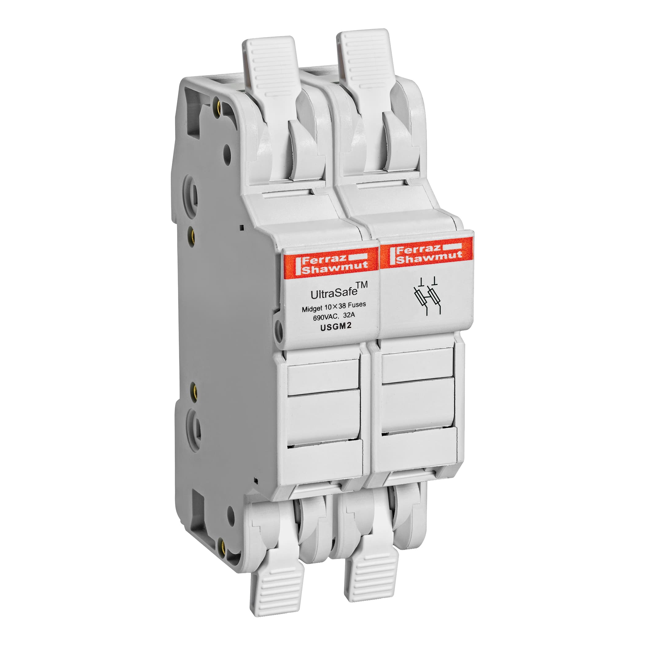 Mersen USGM2 USGM2 Mersen - Fuse Holder UltraSafe™ 750VAC 1000VDC Midget 30A 2-Pole Cage Clamp IP65 USGM2 on Advantage Electric Supply
