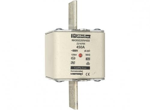 Mersen Z216705 NH fuse-link gG, 500VAC, size 3, 450A double indicator/live tags Z216705 on Advantage Electric Supply