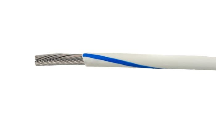Alpha Wire 1551 WU005 1551 WU005 - Alpha Wire MIL-W-76B/Type MW PVC Hook-Up/Lead Wire - 22 AWG - 7/30 Stranded Conductor - Tinned Copper - 1000V - White/Blue - 100ft 1551 WU005 on Advantage Electric Supply
