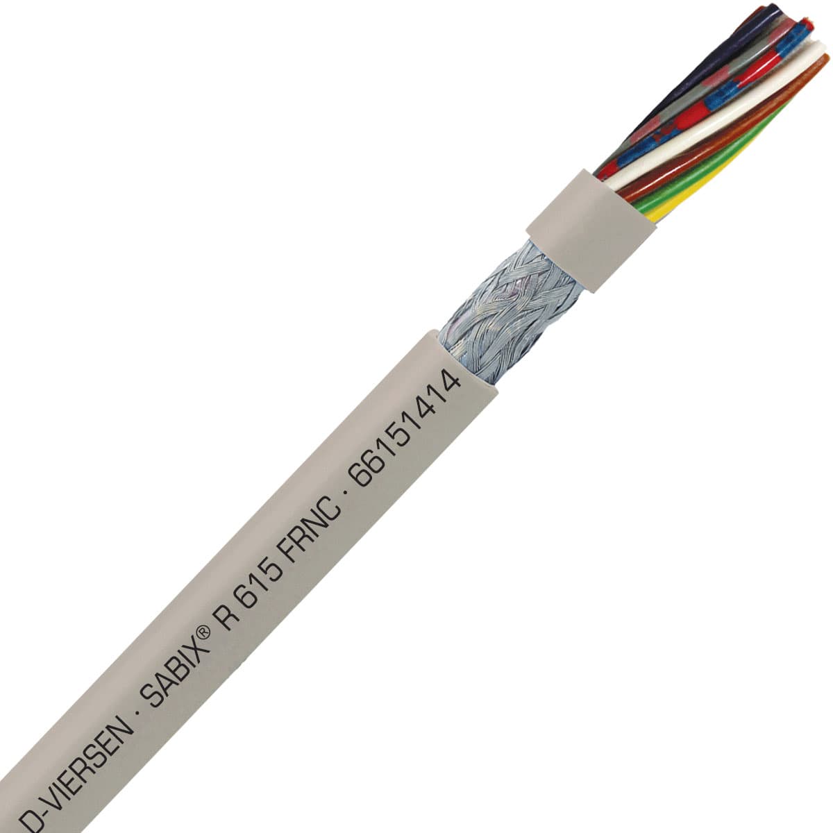 SAB 66151414 SABIX R 615 FRNC - 26 AWG/14c, shielded halogen-free flame retardant rail data cable, CE, RoHS 66151414 on Advantage Electric Supply