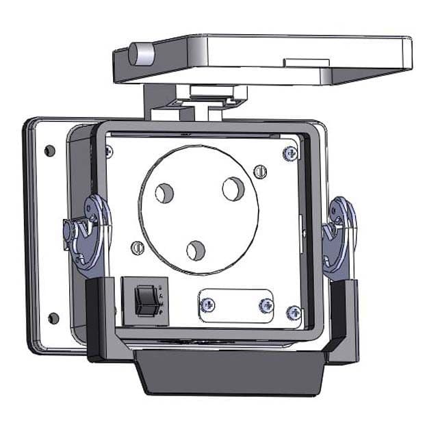 Mencom DIN-R-32 Panel Interface Connector with India outlet, and 3amp reset, in a 32 housing DIN-R-32 on Advantage Electric Supply