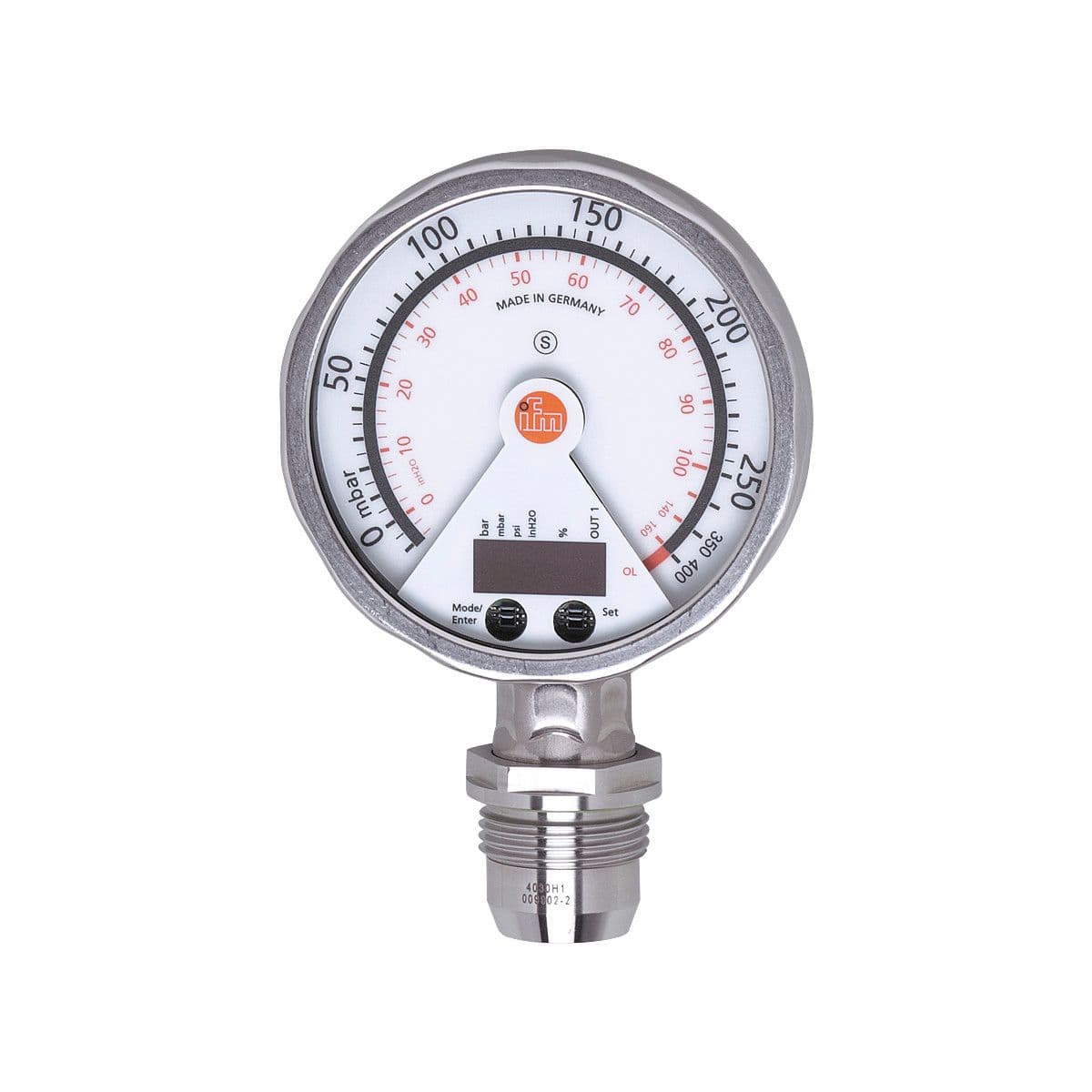 ifm Electronic PG2898 Flush pressure sensor with analog display, analog display, pressure switch and transmitter in one unit, Output signal: switching signal; analog signal; (configurable), Measuring range: -0.0124...0.25 bar -12.4...250 mbar -5...100.4 inH2O, Process connecti PG2898 on Advantage Electric Supply