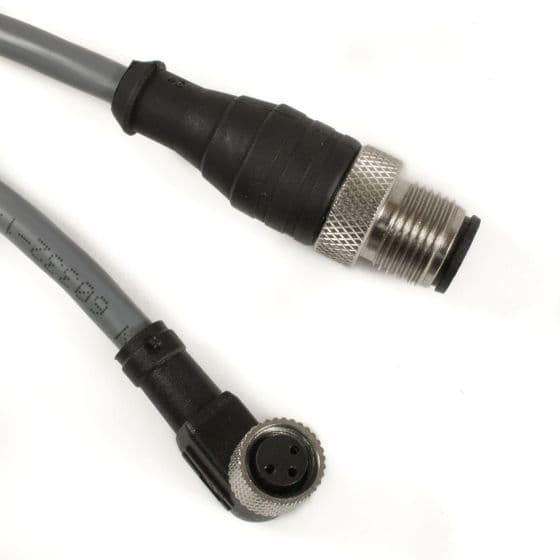 Alpha Wire DR03GW100 SL401 OBSOLETE - Alpha Connect EcoFlex PUR Cordset - M12 Male Straight to M8 Female 90° - 22AWG 3 Poles - DR03GW100 - Slate - 20M (65.6ft) DR03GW100 SL401 on Advantage Electric Supply